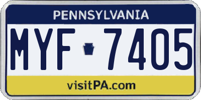 PA license plate MYF7405