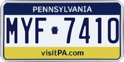 PA license plate MYF7410