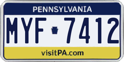 PA license plate MYF7412