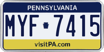 PA license plate MYF7415
