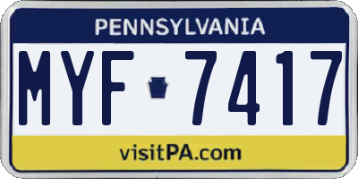 PA license plate MYF7417
