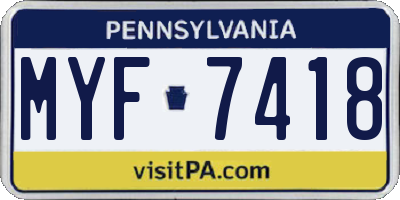 PA license plate MYF7418