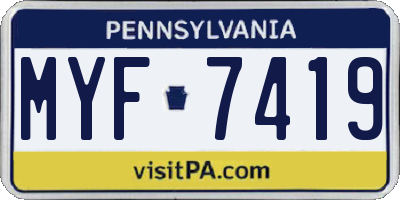 PA license plate MYF7419