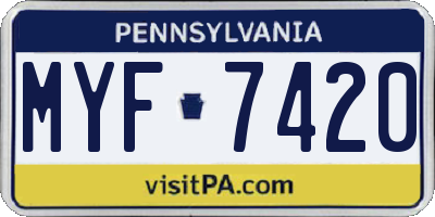 PA license plate MYF7420