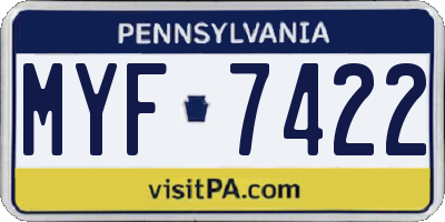 PA license plate MYF7422