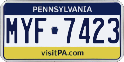 PA license plate MYF7423
