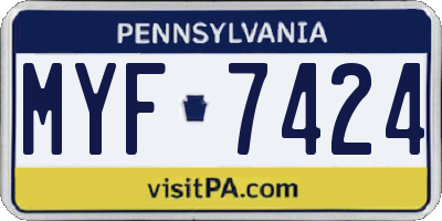 PA license plate MYF7424