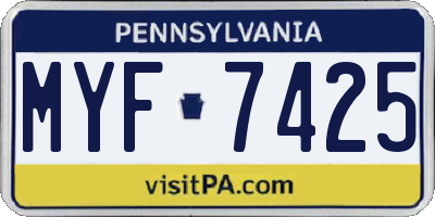 PA license plate MYF7425