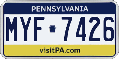 PA license plate MYF7426