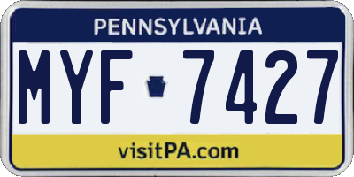 PA license plate MYF7427