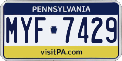 PA license plate MYF7429