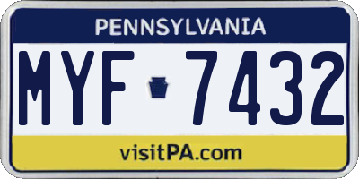 PA license plate MYF7432