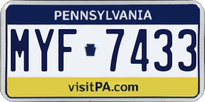 PA license plate MYF7433
