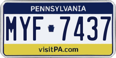 PA license plate MYF7437