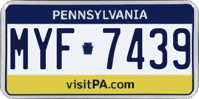 PA license plate MYF7439