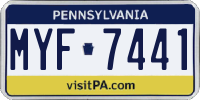 PA license plate MYF7441