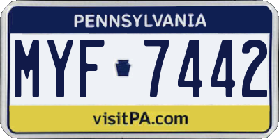 PA license plate MYF7442