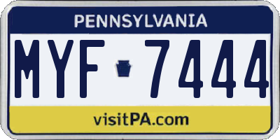 PA license plate MYF7444