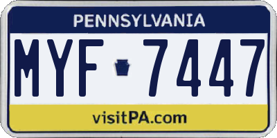 PA license plate MYF7447