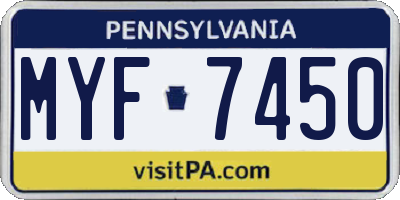 PA license plate MYF7450