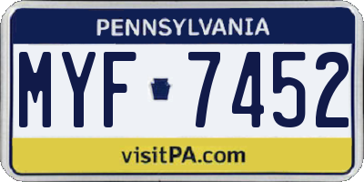 PA license plate MYF7452