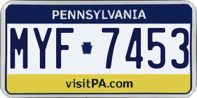 PA license plate MYF7453