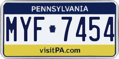 PA license plate MYF7454