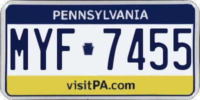 PA license plate MYF7455