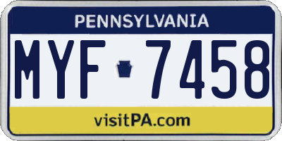 PA license plate MYF7458