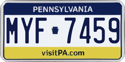 PA license plate MYF7459