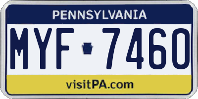 PA license plate MYF7460