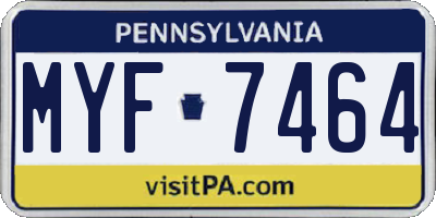 PA license plate MYF7464
