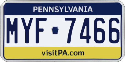 PA license plate MYF7466