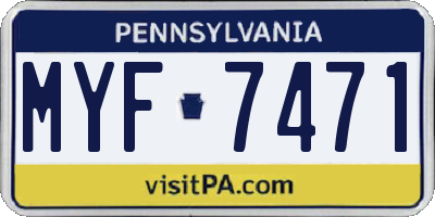 PA license plate MYF7471