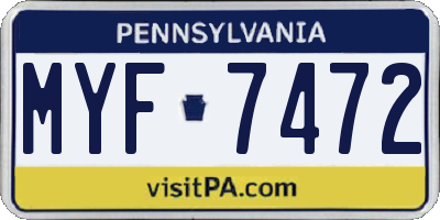PA license plate MYF7472