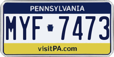 PA license plate MYF7473