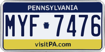 PA license plate MYF7476