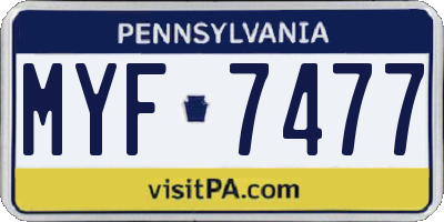 PA license plate MYF7477