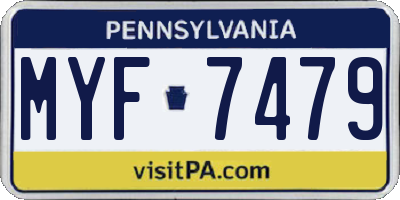 PA license plate MYF7479