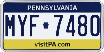 PA license plate MYF7480