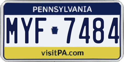 PA license plate MYF7484