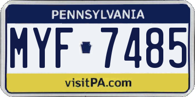 PA license plate MYF7485