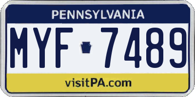 PA license plate MYF7489