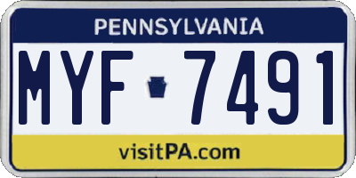 PA license plate MYF7491