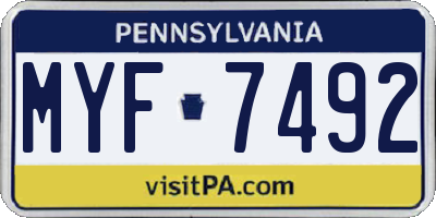 PA license plate MYF7492