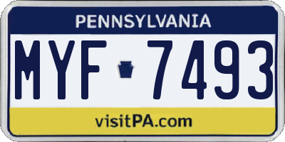 PA license plate MYF7493