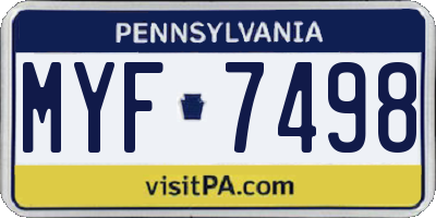 PA license plate MYF7498