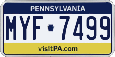 PA license plate MYF7499