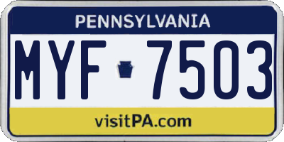 PA license plate MYF7503