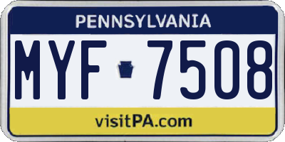 PA license plate MYF7508